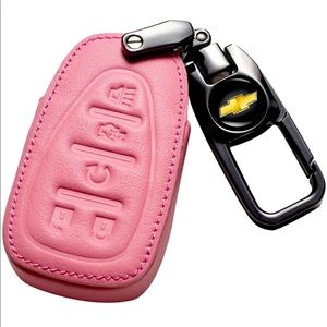 Chevrolet Key Fob Keychain & Fob Case Cover in Pink Leather NWT